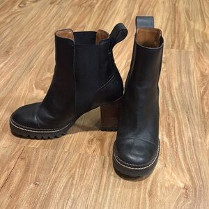 Black Leather Ankle Boots